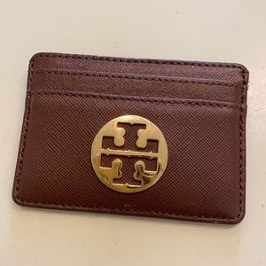 Brown Tory Burch card holder